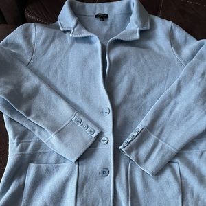 Beautiful baby blue button up that can be blazer or jacket. Heavy material.